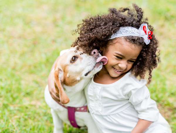 Girl with puppy